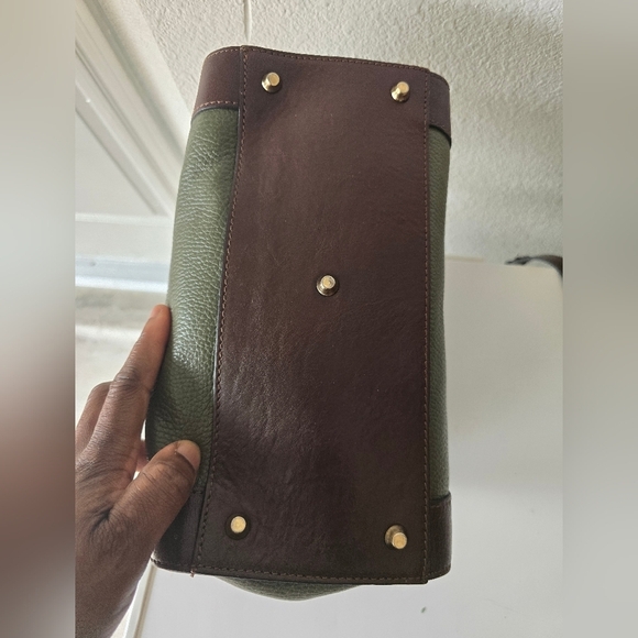 Divina Firenze Leather Crossbody Clutch Bag Satchel GreenBrown Removeable Strap - Picture 13 of 16